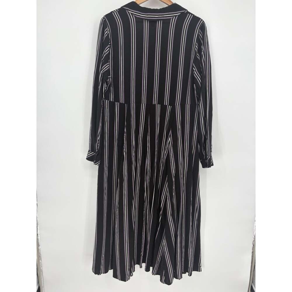 Torrid Striped Open Front Challis Maxi Kimono Duster 1X Black Lavender - Picture 2 of 7